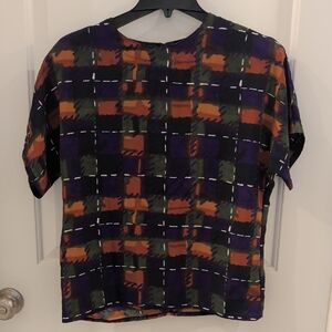 Colorful Checkered Short Sleeve Top